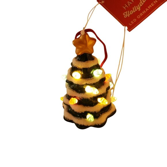 Mini Christmas Tree Ornament Lights 4.5 in Tall Festive Holiday Decoration - Picture 2 of 5